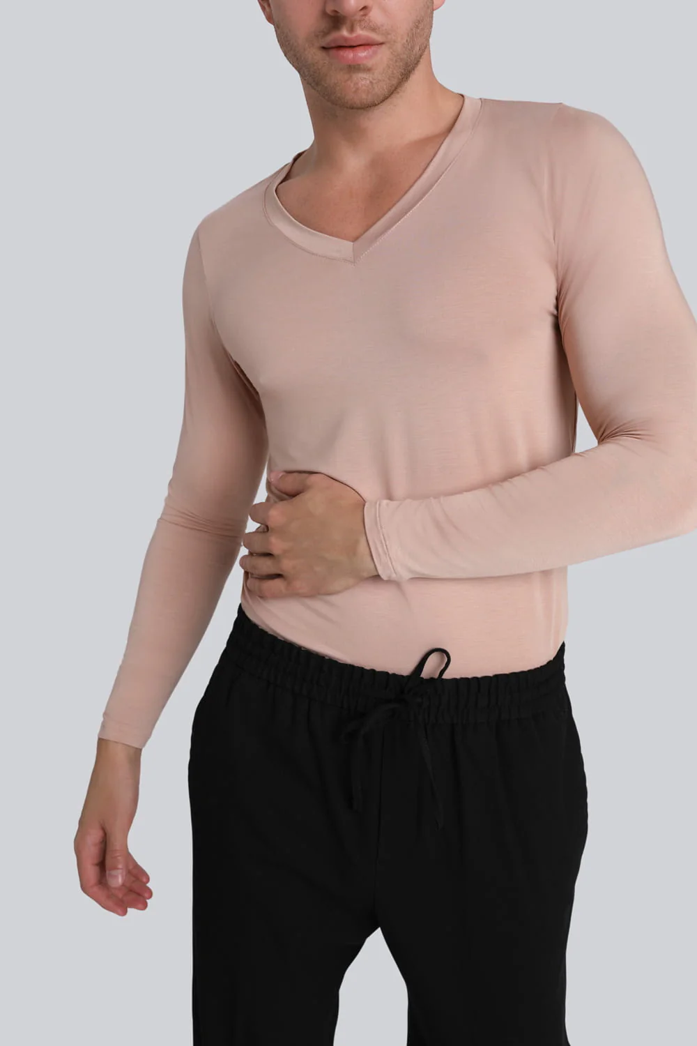 Longsleeve Mr Invisible V-neck Cappuccino - Image 5