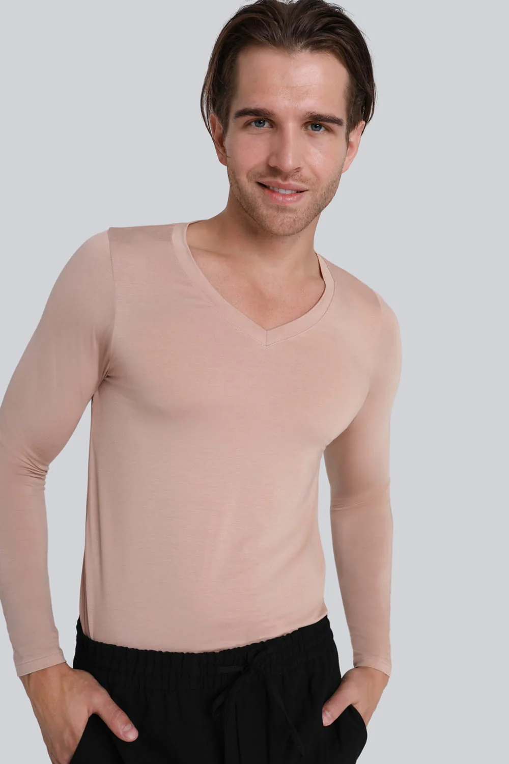 Longsleeve Mr Invisible V-neck Cappuccino - Image 7
