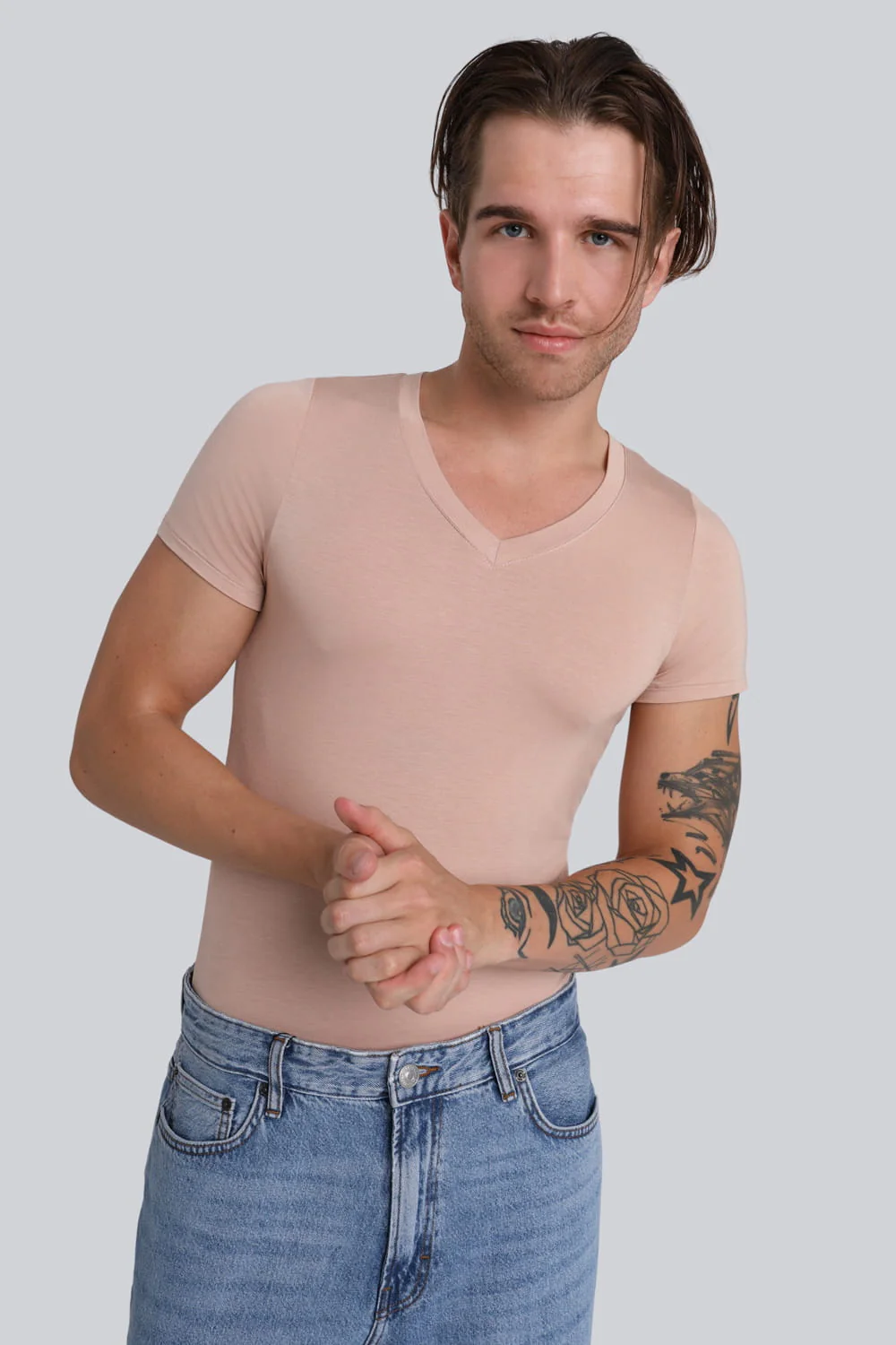T-shirt Mr Invisible V-neck Cappuccino - Image 3