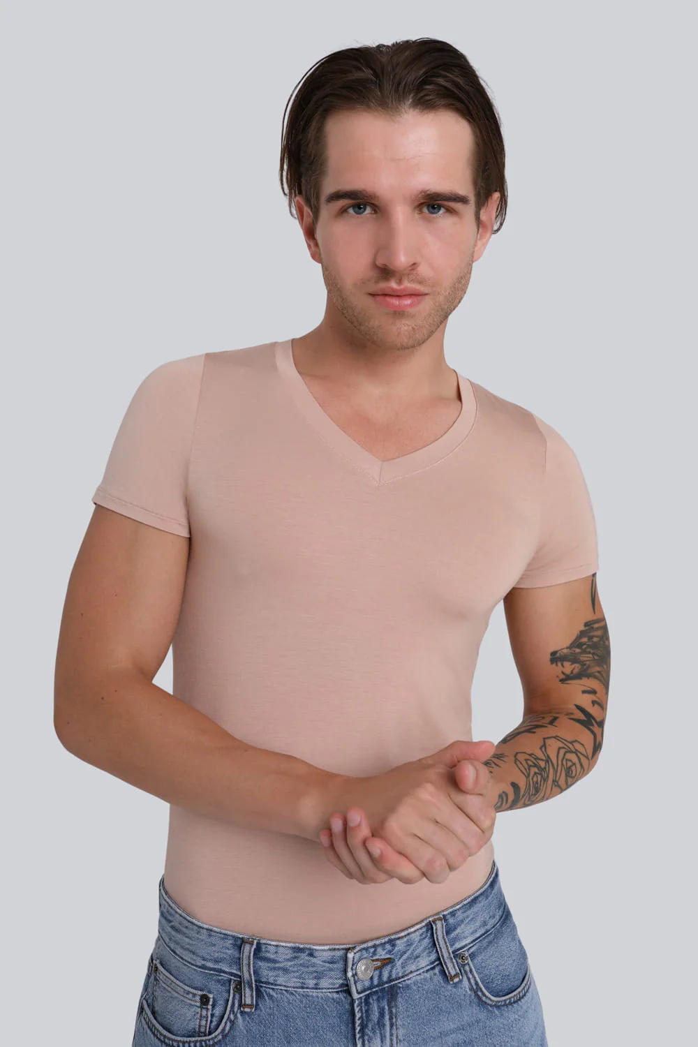 T-shirt Mr Invisible V-neck Cappuccino - Image 7