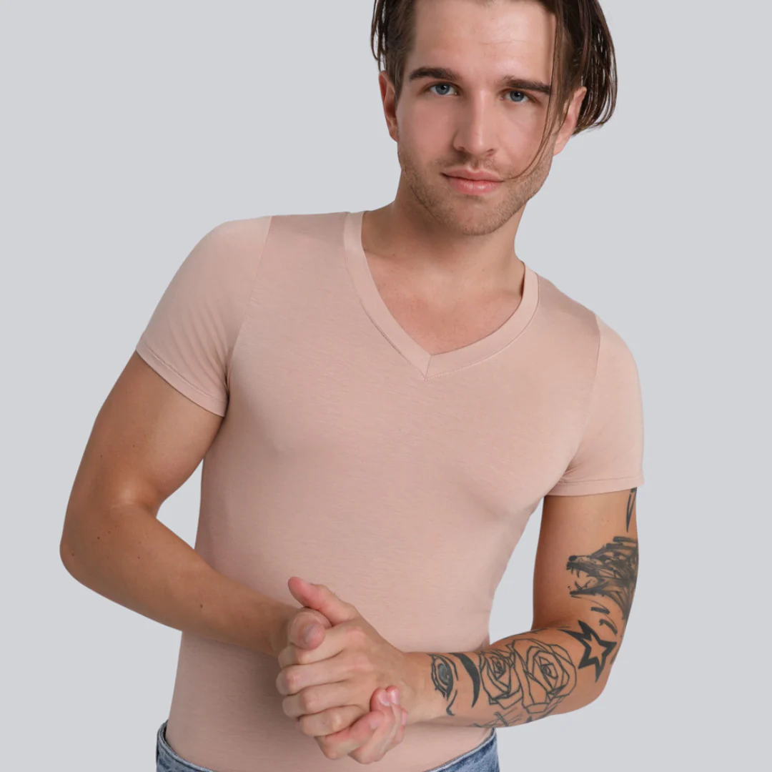 T-shirt Mr Invisible V-neck Cappuccino - Image 9