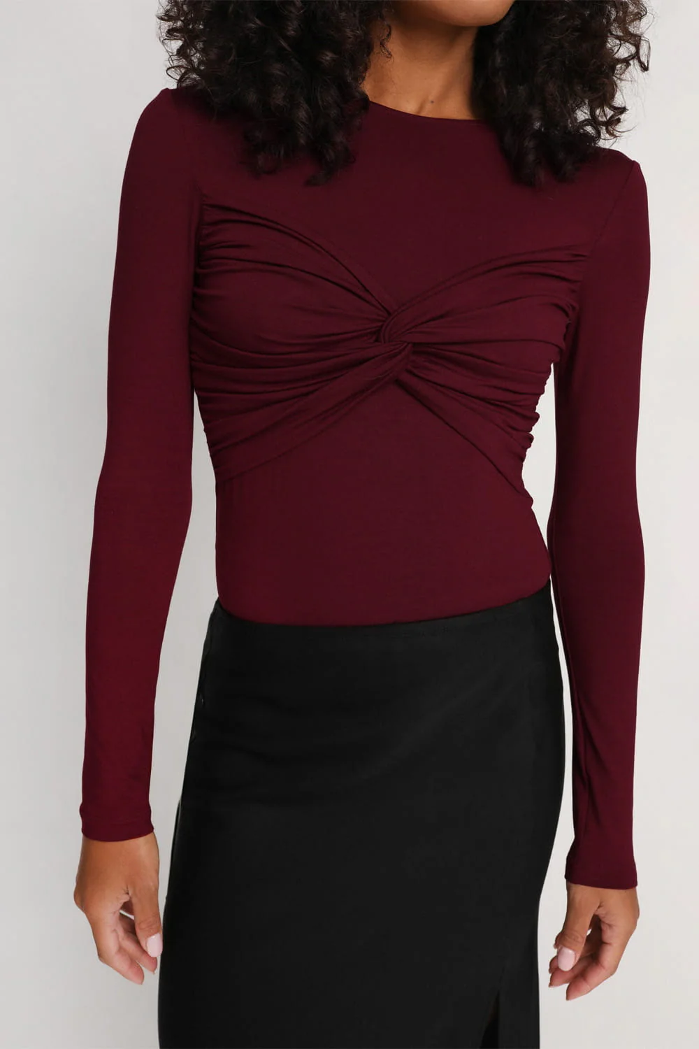 Longsleeve Miss Draped Burgundy - Image 3