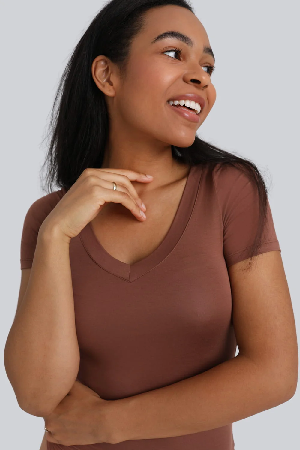 T-shirt Miss invisible V-neck Chocolate - Image 7