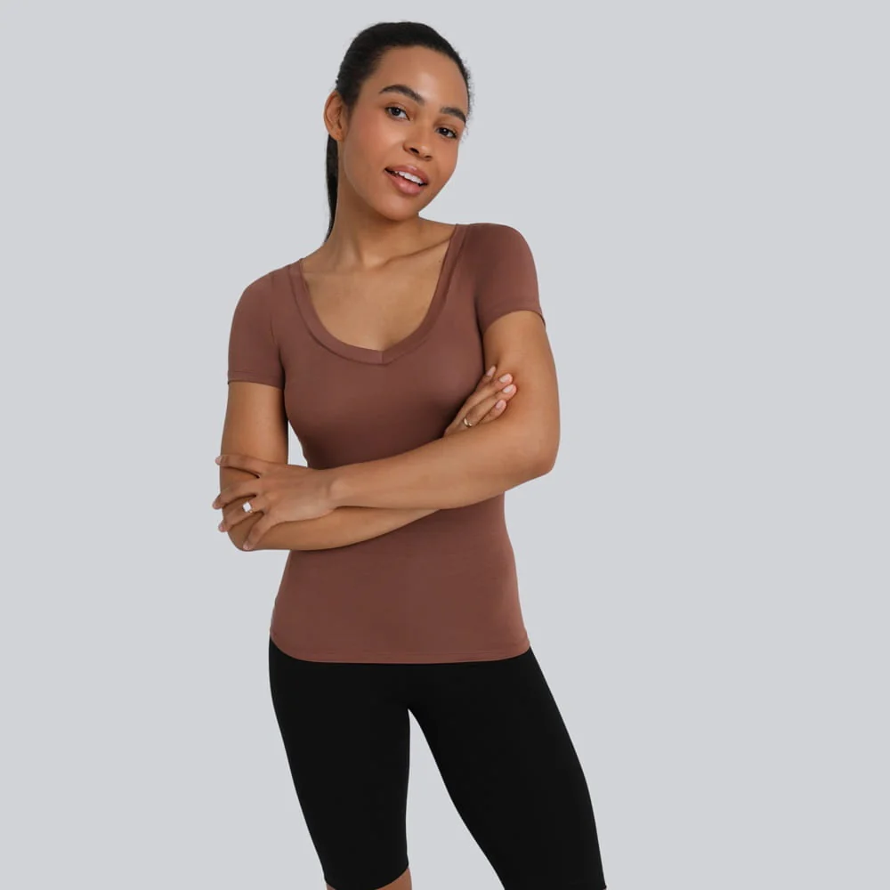 T-shirt Miss invisible V-neck Chocolate - Image 9