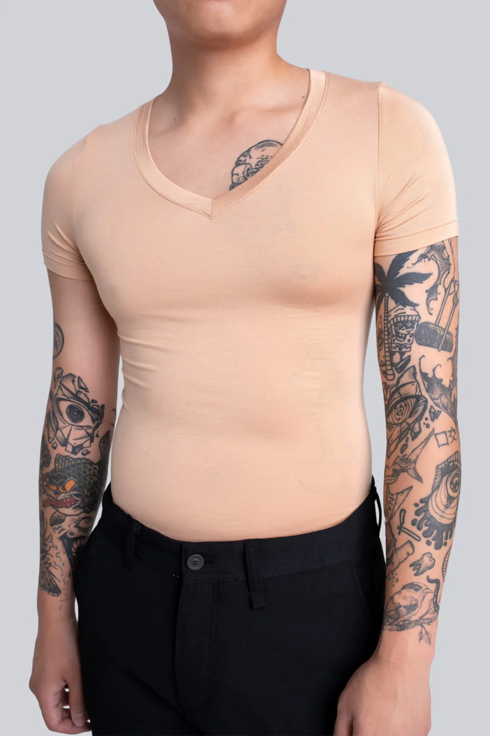 T-shirt Mr Invisible V-neck Nude - Image 3