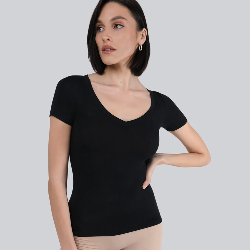 T-shirt Miss Invisible V-neck Black - Image 8